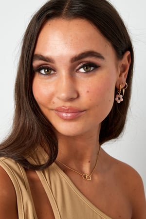 Quadratisch und rund verbundene Kette – Goldfarbe - Goldfarbefarbe h5 Bild4